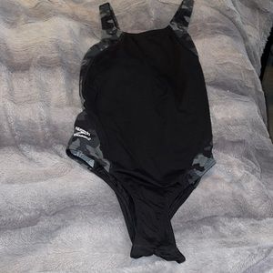 Speedo Black Camo Swimsuit Size 12